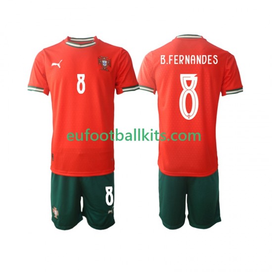 Portugal Bruno Fernandes 8 Home Football Shirts 2025-2026 Kids LS