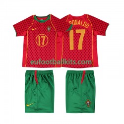 Portugal Cristiano Ronaldo 17 Retro Home Football Shirts 2004 Kids LS