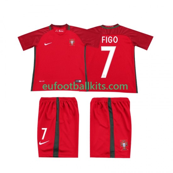 Portugal Retro FIGO 7 Home Football Shirts 2016 Kids LS
