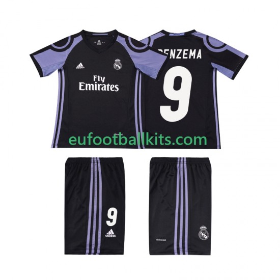 Real Madrid BENZEMA 9 Third Football Shirts Retro 2016 2017 Kids LS