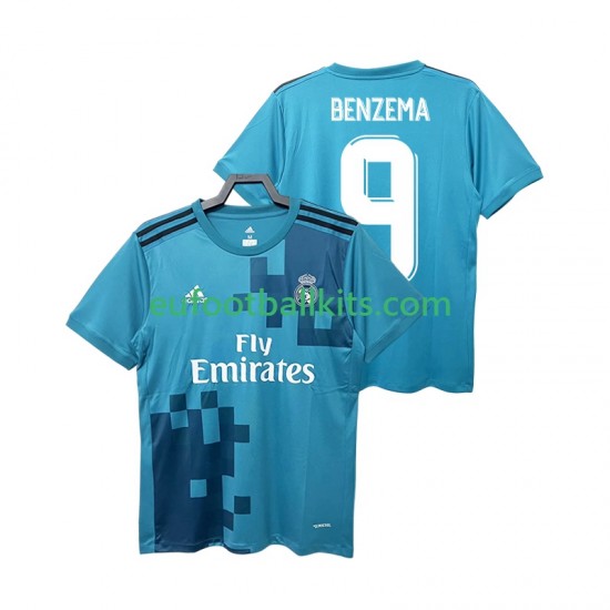 Real Madrid BENZEMA 9 Retro Third Football Shirts 2017 2018 Men LS