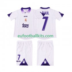Real Madrid RAUL 7 Retro Home Football Shirts 1997 1998 Kids LS