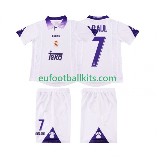 Real Madrid RAUL 7 Retro Home Football Shirts 1997 1998 Kids LS