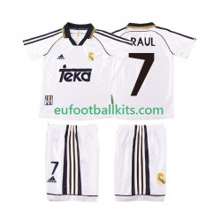 Real Madrid RAUL 7 Retro Home Football Shirts 1998 2000 Kids LS