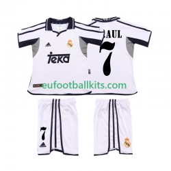 Real Madrid RAUL 7 Retro Home Football Shirts 2001 2002 Kids LS