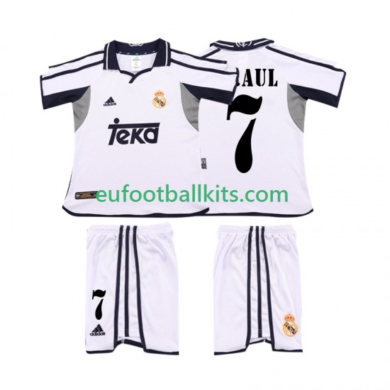 Real Madrid RAUL 7 Retro Home Football Shirts 2001 2002 Kids LS