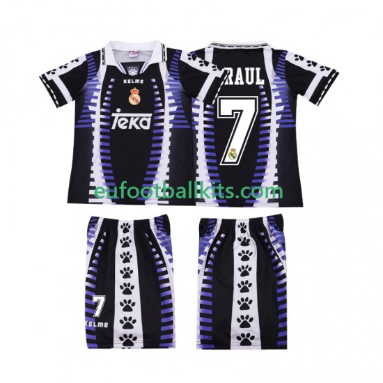 Real Madrid RAUL 7 Retro Third Football Shirts 1997 1998 Kids LS