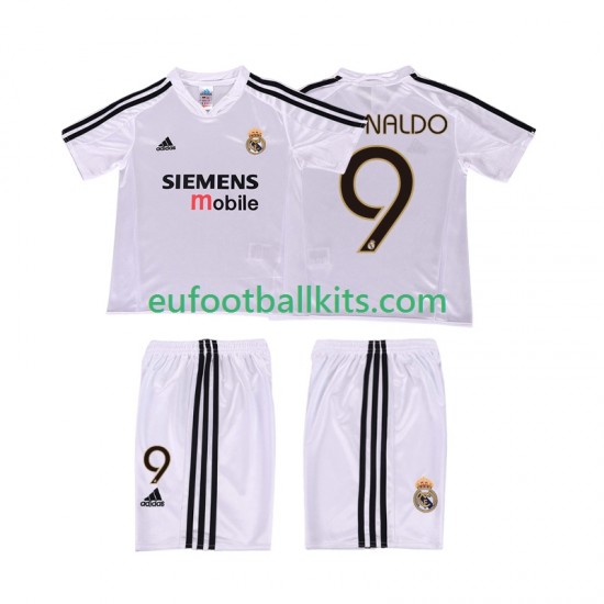 Real Madrid RONALDO 9 Retro Home Football Shirts 2004 20025 Kids LS
