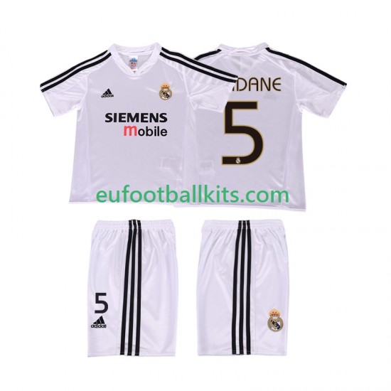 Real Madrid ZIDANE 5 Retro Home Football Shirts 2004 20025 Kids LS