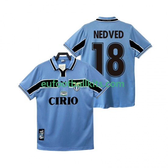 SS Lazio NEDVED 18 Retro Home Football Shirts 1998 1999 Men LS