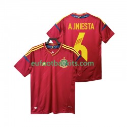 Spain Andres Iniesta 6 Retro Home Football Shirts 2012 Men LS