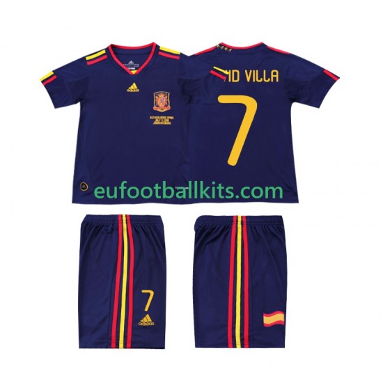 Spain DAVID VILLA 7 Retro Away Football Shirts 2010 Kids LS