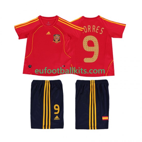 Spain TORRES 9 Retro Home Football Shirts 2008 Kids LS