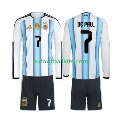 Argentina Rodrigo De Paul 7 Home Football Shirts World Cup 2026 Kids SS