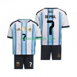 Argentina Rodrigo De Paul 7 Home Football Shirts World Cup 2026 Kids LS