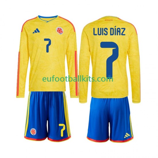 Colombia Luis Diaz 7 Home Football Shirts World Cup 2026 Kids SS