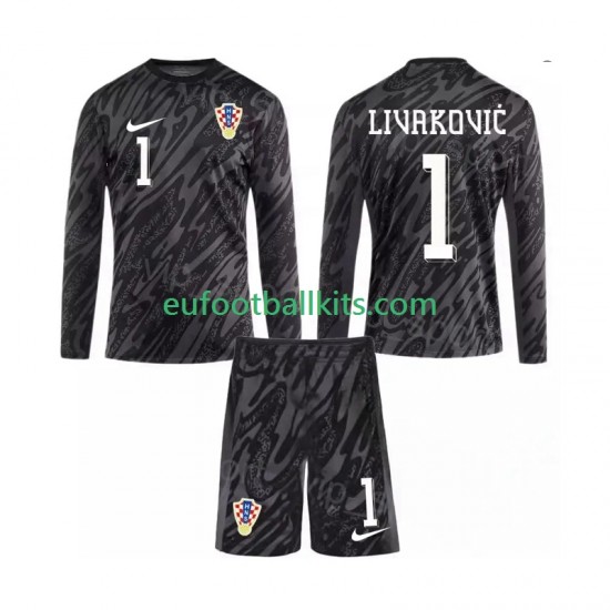 Croatia Goalkeeper DOMINIK LIVAKOVIC 1 Third Football Shirts 2024 Kids SS