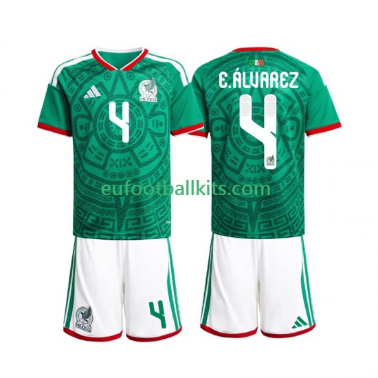 Mexico Edson Alvarez 4 Home Football Shirts World Cup 2026 Kids LS