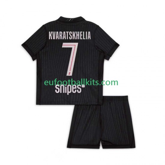Paris Saint Germain Khvicha Kvaratskhelia 7 Fourth Football Shirts 2025-2026 Kids LS