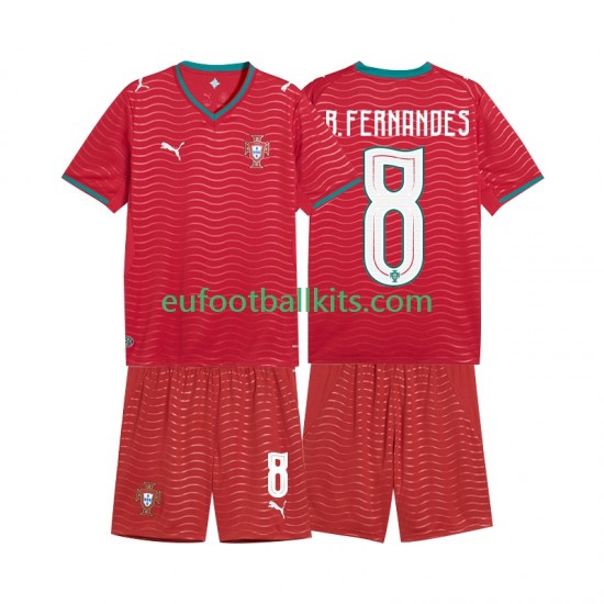 Portugal Bruno Fernandes 8 Home Football Shirts World Cup 2026 Kids LS