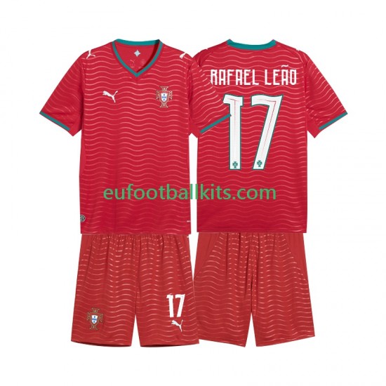 Portugal Rafael Leao 17 Home Football Shirts World Cup 2026 Kids LS