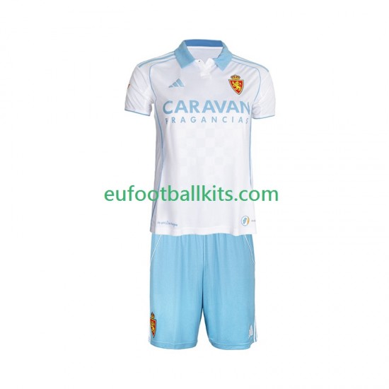Real Zaragoza Home Football Shirts 2025-2026 Kids LS