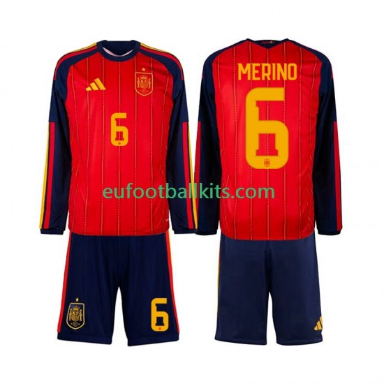 Spain Mikel Merino 6 Home Football Shirts World Cup 2026 Kids SS