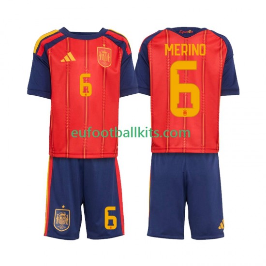 Spain Mikel Merino 6 Home Football Shirts World Cup 2026 Kids LS