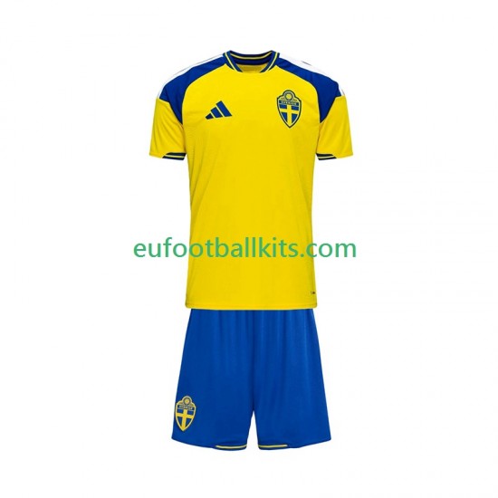 Sweden Home Football Shirts 2026 Kids LS