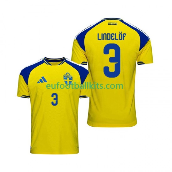 Sweden Victor Lindelof 3 Home Football Shirts 2026 Men LS