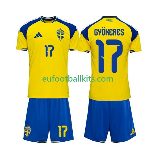 Sweden Viktor Gyokeres 17 Home Football Shirts 2026 Kids LS
