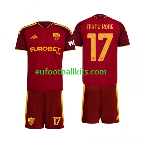 AS Roma Manu Kone 17 Home Football Shirts 2026-2027 Kids LS