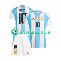 Argentina Lionel Messi 10 Bluecolor Whitecolor Home Football Shirts Copa America 2024 Kids LS