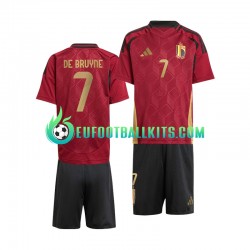 Belgium De Bruyne 7 Redcolor Home Football Shirts Euro 2024 Kids LS