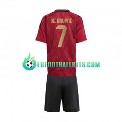 Belgium De Bruyne 7 Redcolor Home Football Shirts Euro 2024 Kids LS