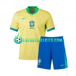 Brazil Home Football Shirts Copa America 2024 Kids LS