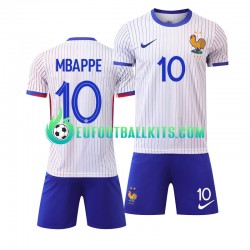 France Kylian Mbappe 10 Whitecolor Away Football Shirts Euro 2024 Kids LS