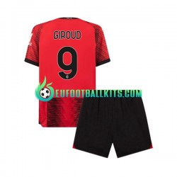 AC Milan Olivier Giroud 9 Home Football Shirts 2023-2024 Kids LS