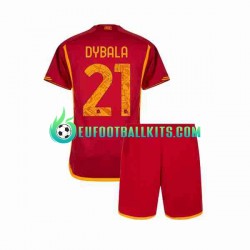 AS Roma Paulo Dybala 21 Home Football Shirts 2023-2024 Kids LS