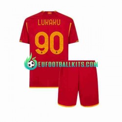 AS Roma Romelu Lukaku 90 Home Football Shirts 2023-2024 Kids LS