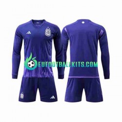 Argentina 3 Stars Away Football Shirts World Cup 2022 Kids SS