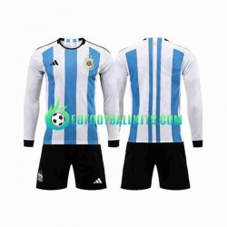 Argentina 3 Stars Home Football Shirts World Cup 2022 Kids SS