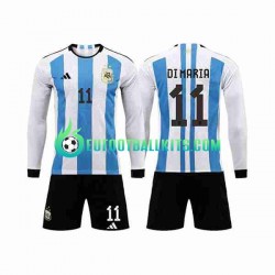 Argentina 3 Stars Di Maria 11 Home Football Shirts World Cup 2022 Kids SS