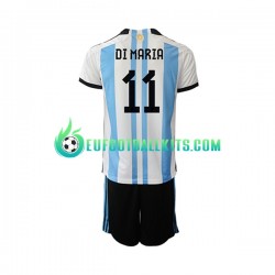 Argentina Di Maria 11 Home Football Shirts World Cup 2022 Kids LS