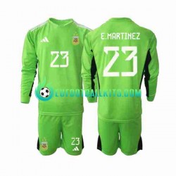 Argentina Goalkeeper Emiliano Martinez 23 Home Football Shirts World Cup 2022 Kids SS