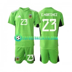 Argentina Goalkeeper Emiliano Martinez 23 Home Football Shirts World Cup 2022 Kids LS