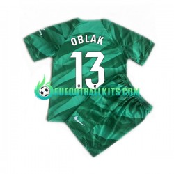 Atletico Madrid Goalkeeper Jan Oblak 13 Away Football Shirts 2023-2024 Kids LS