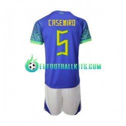 Brazil Casemiro 5 Away Football Shirts World Cup 2022 Kids LS