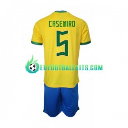 Brazil Casemiro 5 Home Football Shirts World Cup 2022 Kids LS