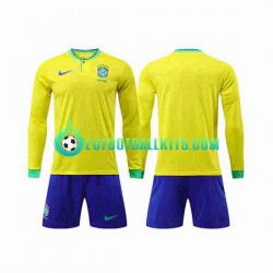 Brazil Home Football Shirts World Cup 2022 Kids SS